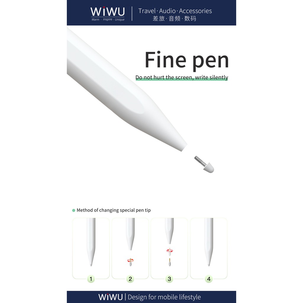 WIWU PENCIL PRO - Palm Rejection Stylus Pen for Tablet - Stylus Pen untuk tablet tipe dan keluaran tertentu