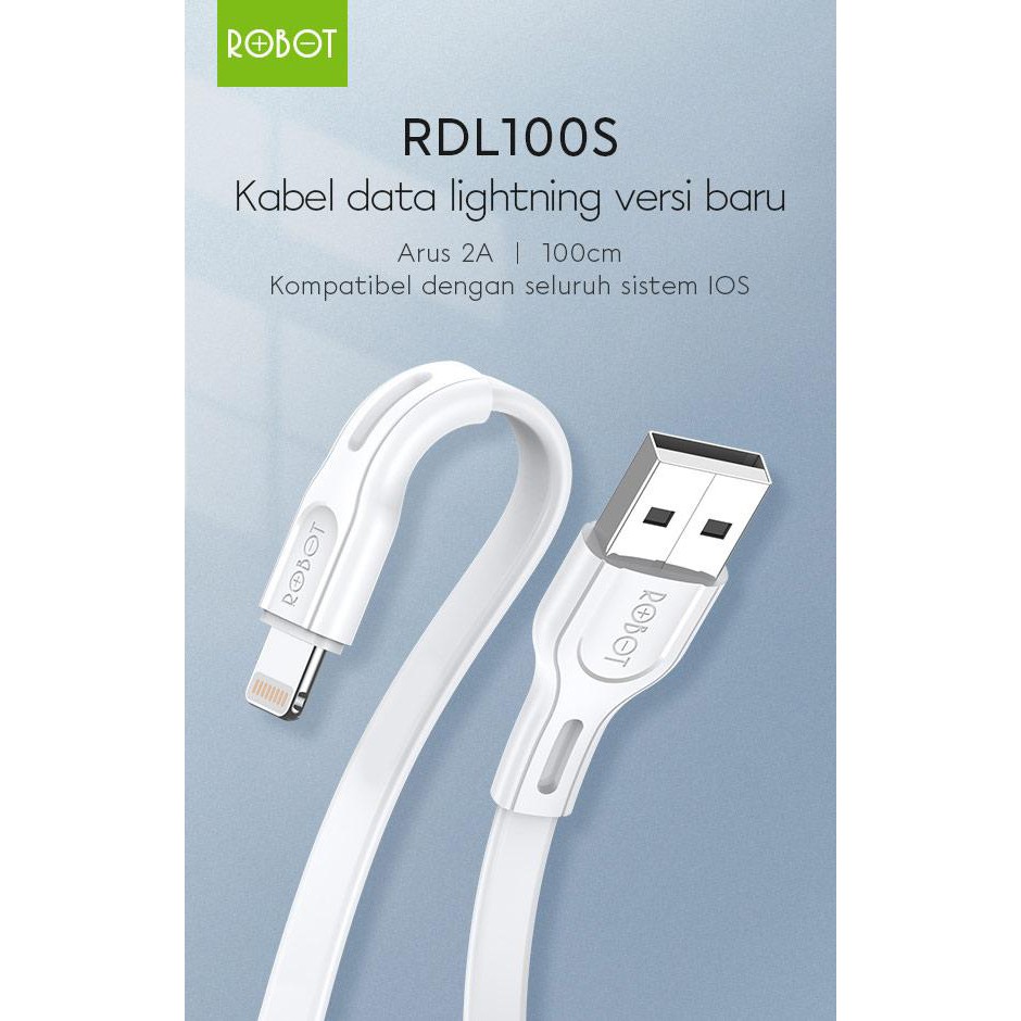 Kabel Casan ROBOT RDL100S Data Cable Lightning 2A Fast Charging Robot RDL100 for iPhone 5 6 7 XS