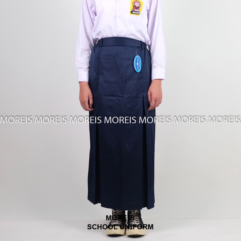 Rok Span2 Panjang Biru SMP Bahan Elemen