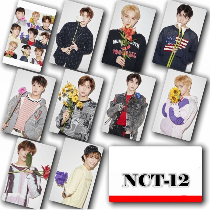 Kpop NCT WAYV Debut Photo Stikcy Card Crystal Card Sticker Kun Photocard Sticker 10pcs/set