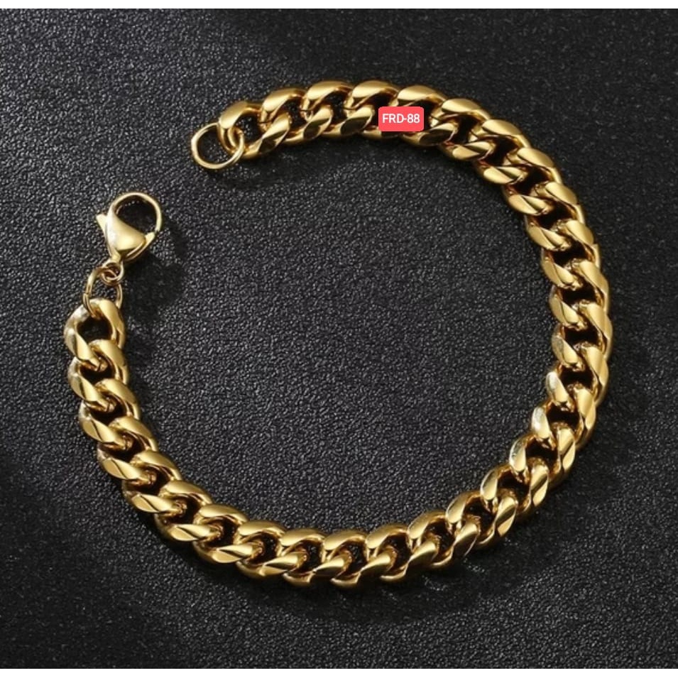 GELANG RANTAI TITANIUM STAINLESS STEEL HITAM/SILVER/EMAS FASHION PRIA DAN WANITA
