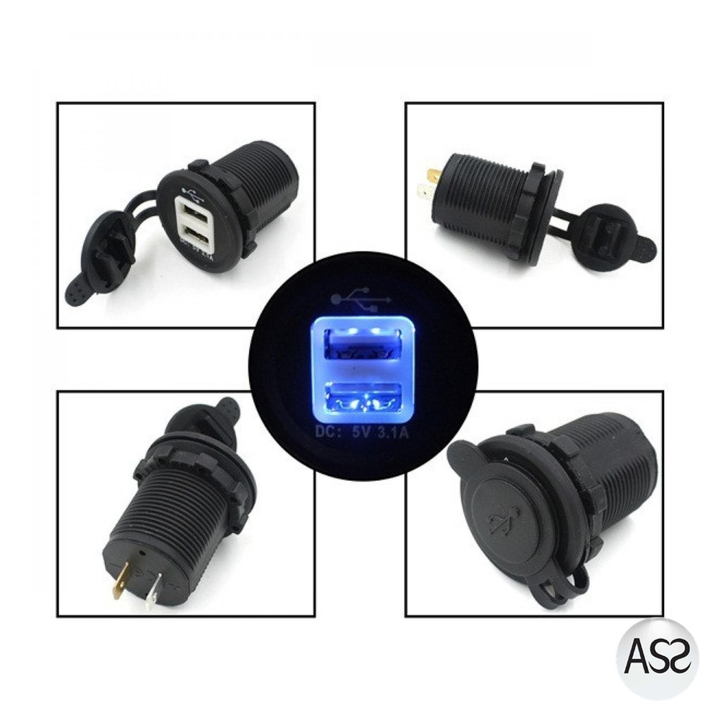 ASS Shop - Motorcycle USB Charger 2 Port - 042557