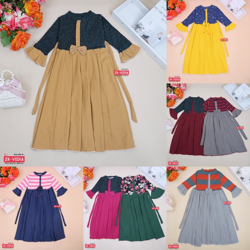 Gamis Farissa 6-7 Tahun / Baju Anak Muslim Dress Panjang Ngaji Murah Lengan Anak Perempuan Syar’i