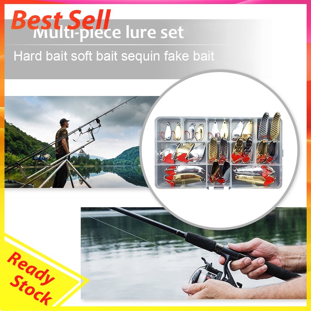 25/35pcs Multi-Piece Sequin Fishing Bait Kit Artificial Fishing Crankbaits