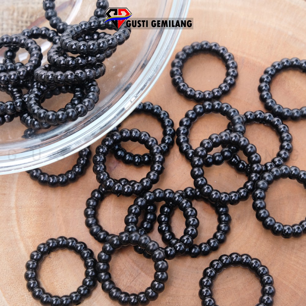 isi 6pcs Kerajinan Tangan Bentol Bulat Hitam Putih