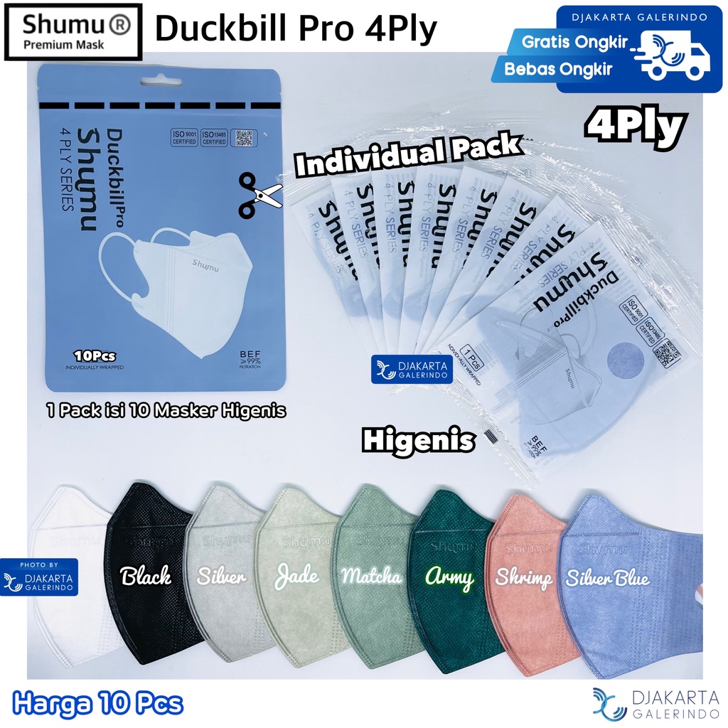 Masker Shumu Duckbill PRO 4Ply Individual Pack isi 10Pcs