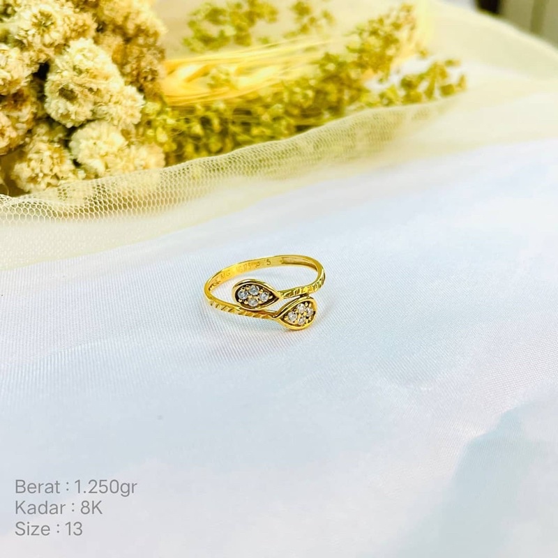 Perhiasan Cincin Emas Korea Diamond Look 8k/375