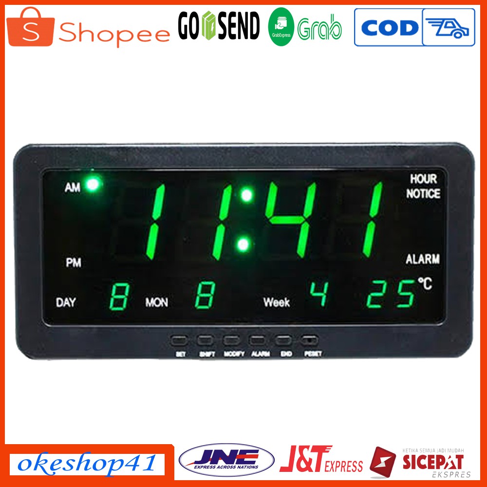 Jam Meja Digital Led / Jam Dinding Digital Alarm 1008 LED Hijau