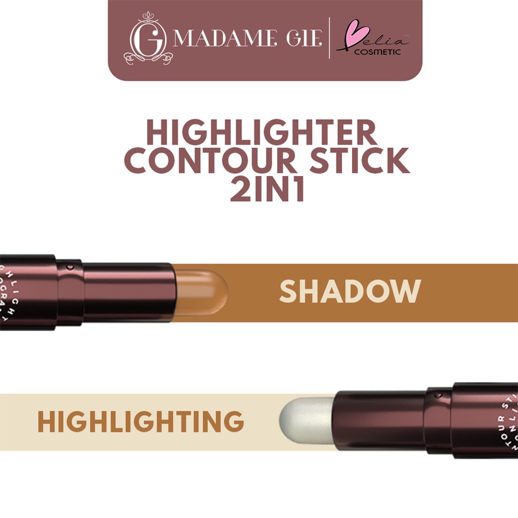 ❤ BELIA ❤ MADAME GIE Catch The Gleam | Blinded by Drama Highlighter | Catch Shadow Contour | Halographic 2-in-1 Highlighter &amp; Contour Stick | Sharp Madamegie