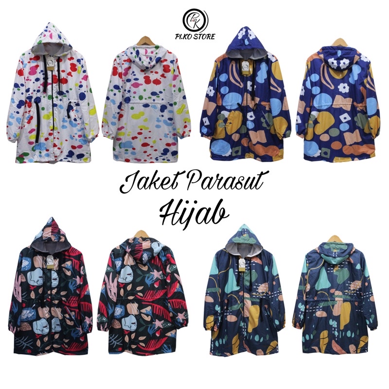 JAKET TUNIK PARASUT WANITA / JAKET PARASUT PRINTING / LONG JAKET PARASUT