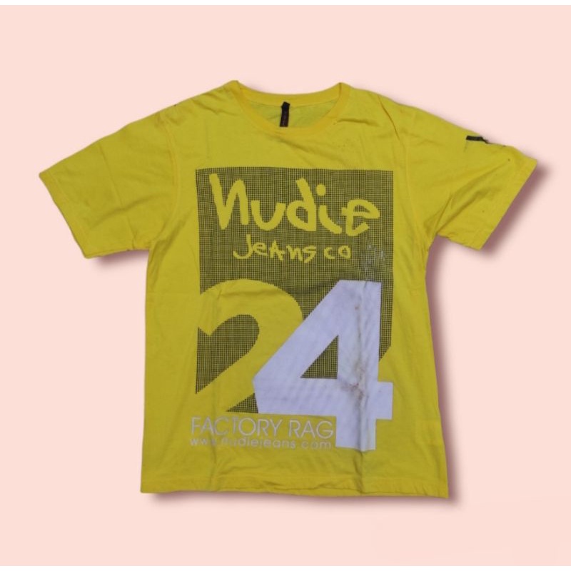 Jual T shirt Nudie Jeans Logo Yellow Portugal