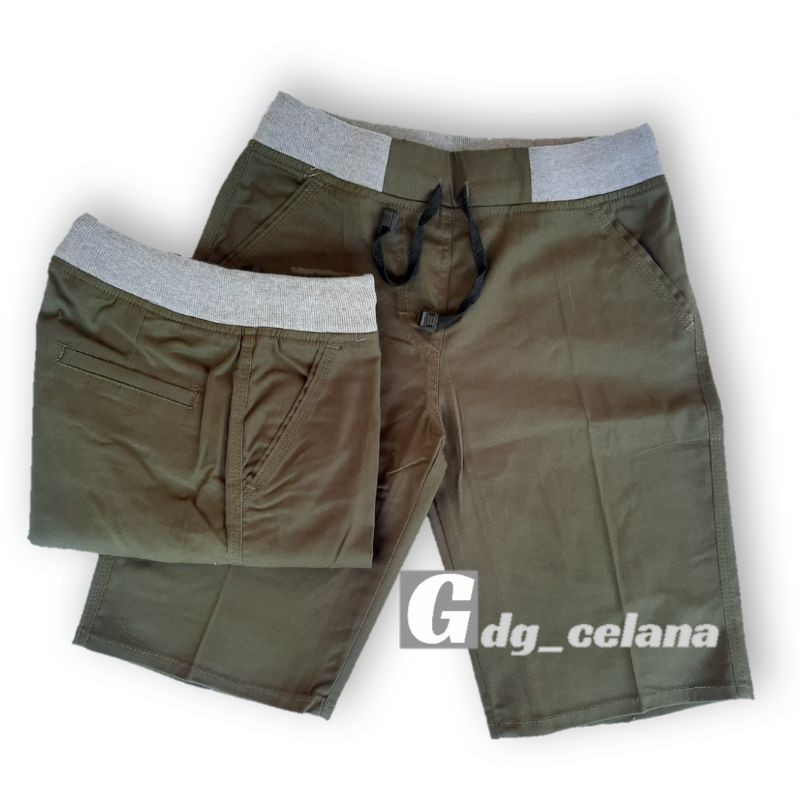 CELANA CHINOS JUMBO PENDEK KARET, BAHAN TWILL COMBED STRET (size 28-40)