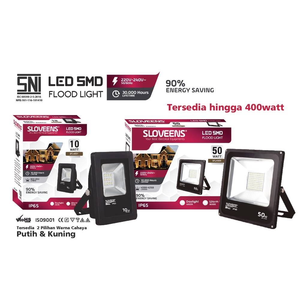 &quot;MULAI DARI 20RB &quot; LAMPU SOROT / TEMBAK LED OUTDOOR ANTI PANAS DAN HUJAN MERK SLOVEENS ORIGINAL IMPORT BER SNI RESMI! 10WATT-400WATT CAHAYA PUTIH&amp;KUNING FREE ONGKIR