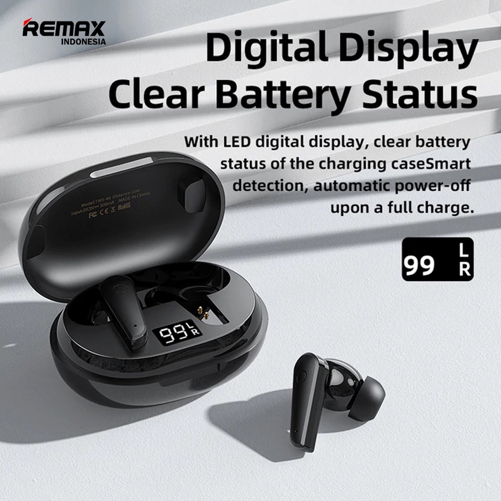 Remax ANC Earphone True Wireless Stereo Bluetooth 5.0 In Ear Noise Reduction TWS-46 Original