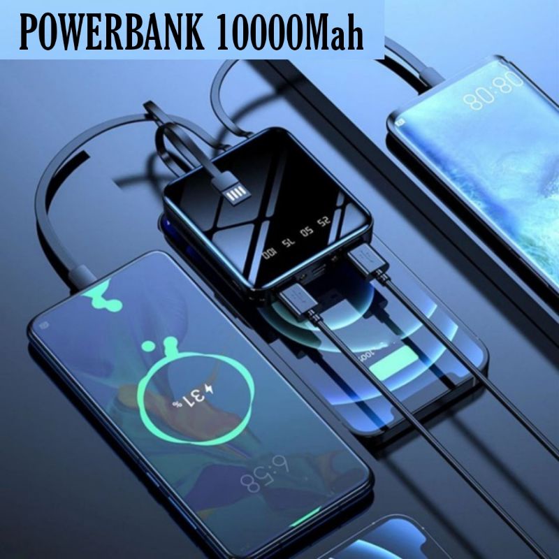 POWER BANK 10000 Mah POWERBANK 4 BUILT IN CABLE FAST CHARGING 2.1 A