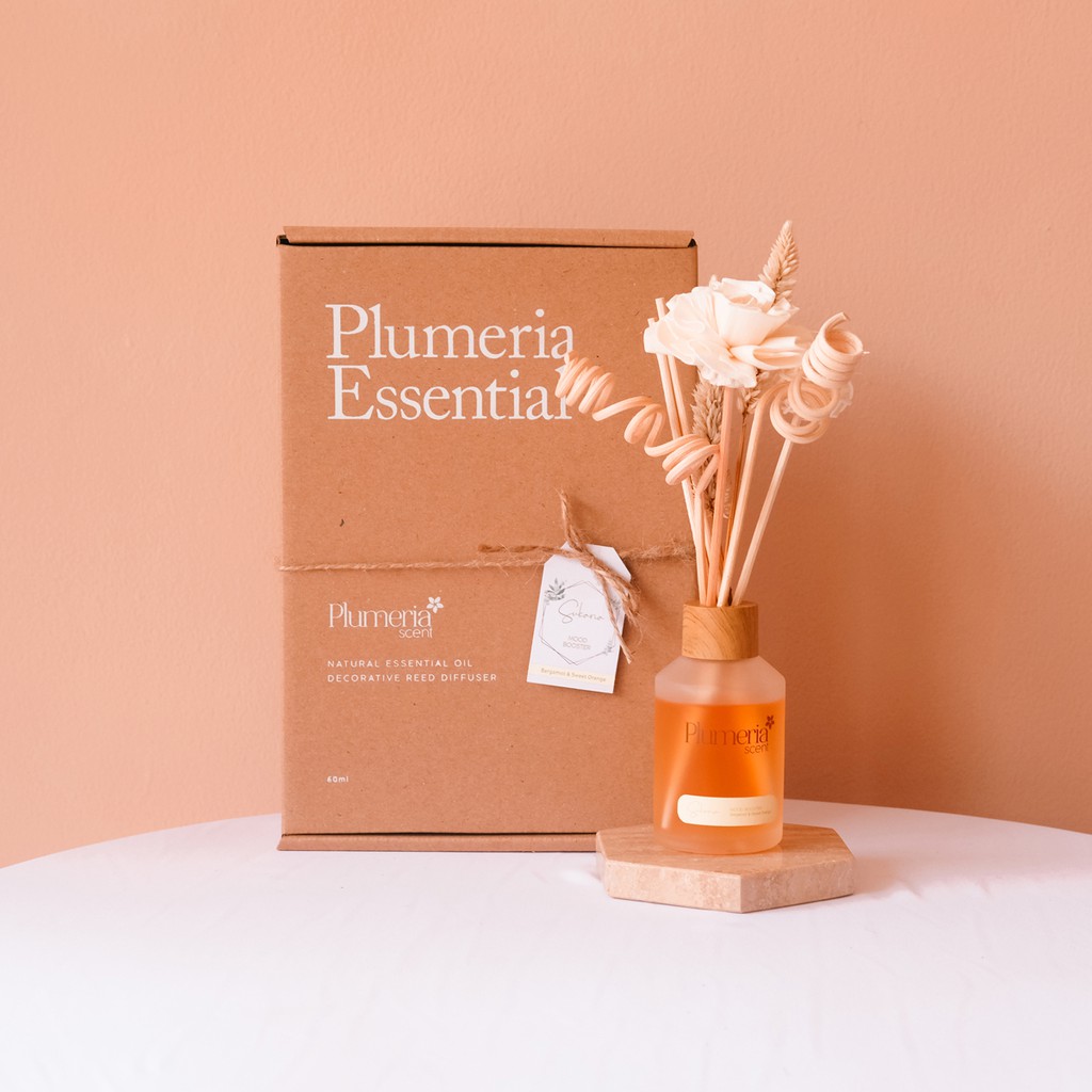 Plumeria Reed Diffuser By Plumeria Scent - Essential Oil - Sukaria (Bergamot & Sweet Orange Oil)