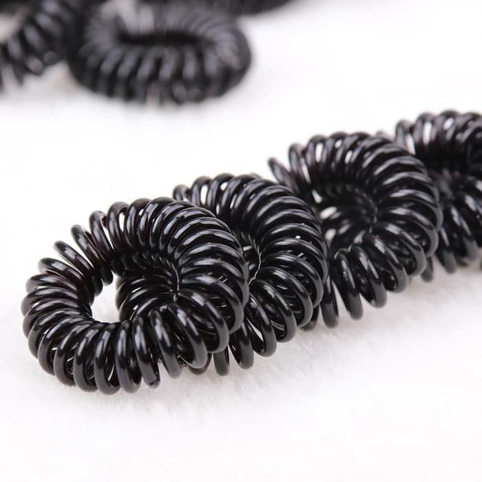 Kuciran Spiral Hitam Candy Korean Style / Ikat Rambut Karet Kekinian