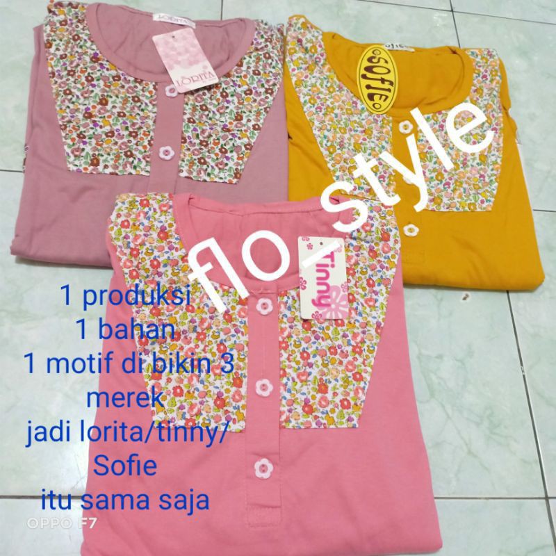 flo_style-baju tidur 3/4 jumbo kaos tebal lorita tinny by Sofie termurah/terlaris(Etalase2geser☝️-1