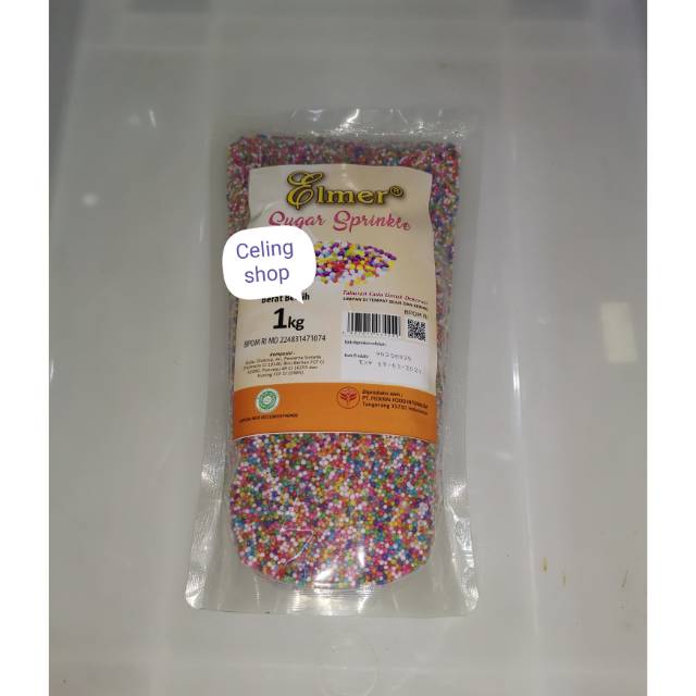 

sprinkle elmer 1kg springkle butiran hiasan kue kemasan 1 kg