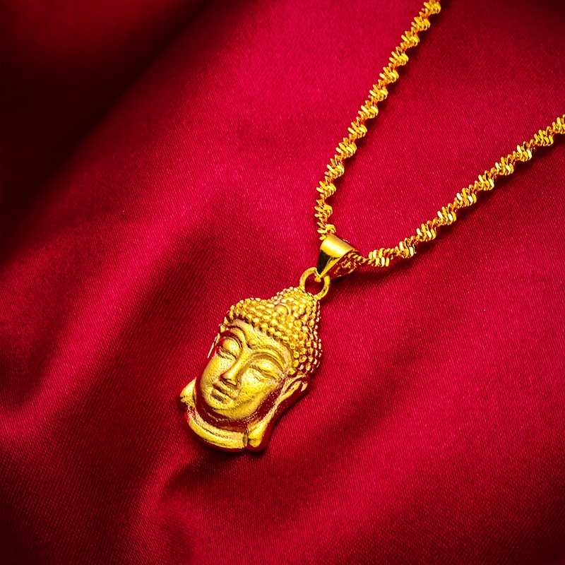 Kalung Lapis Emas Emas Asli Kadar 375Dengan Liontin Maitreya Buddha Gaya Korea