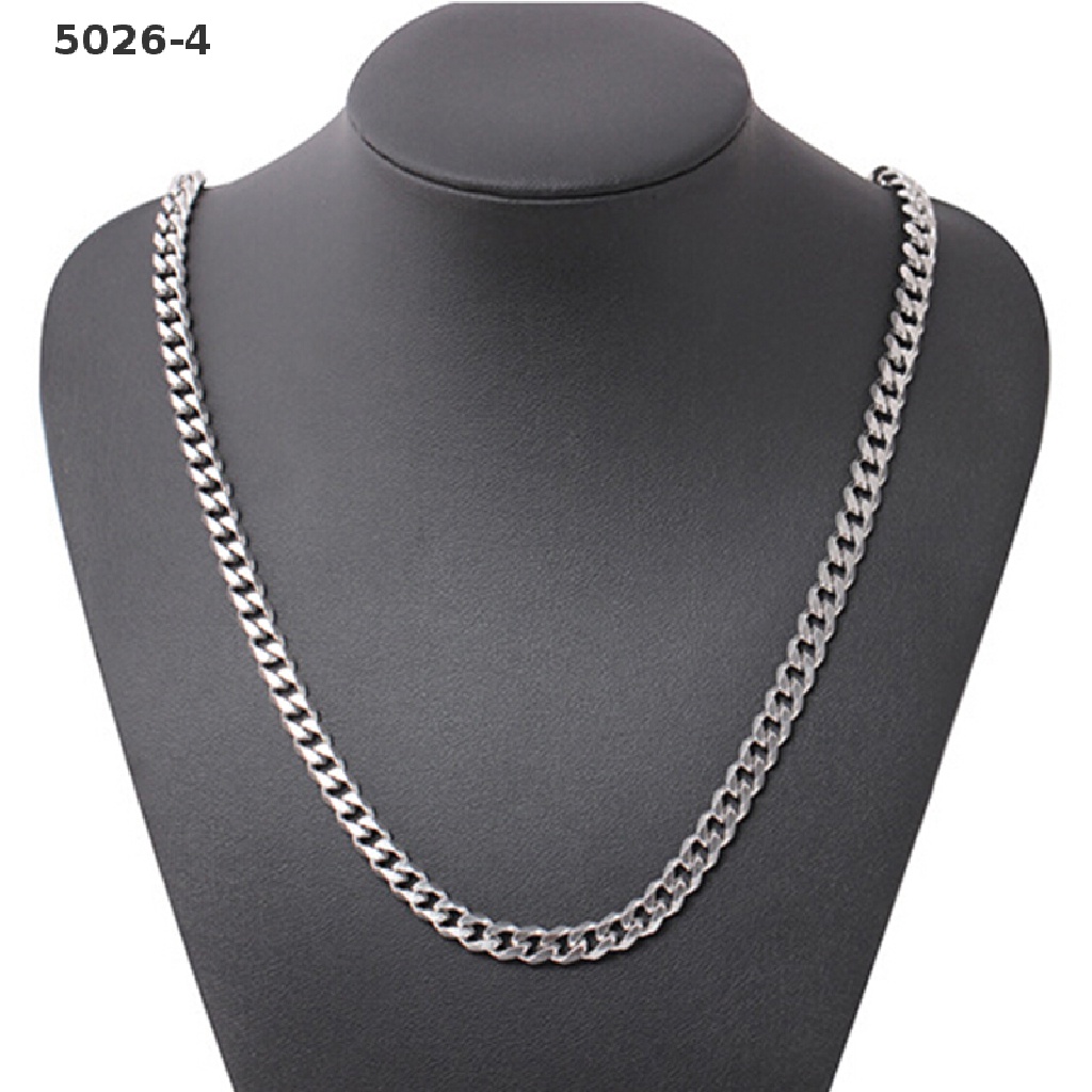 5026-4 Size 4-6mm Men's Necklace Stainless Steel Cuban Link Chain Hip Hop Jewelry Gift 5026-4