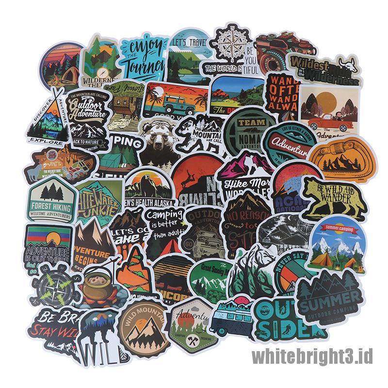 (white3) 50pcs Stiker Landscape Untuk Dekorasi Koper / Laptop / Gitar