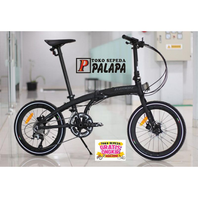 SEPEDA LIPAT 20 ELEMENT ECOSMO Z10 Black Coral Handlebar Flat