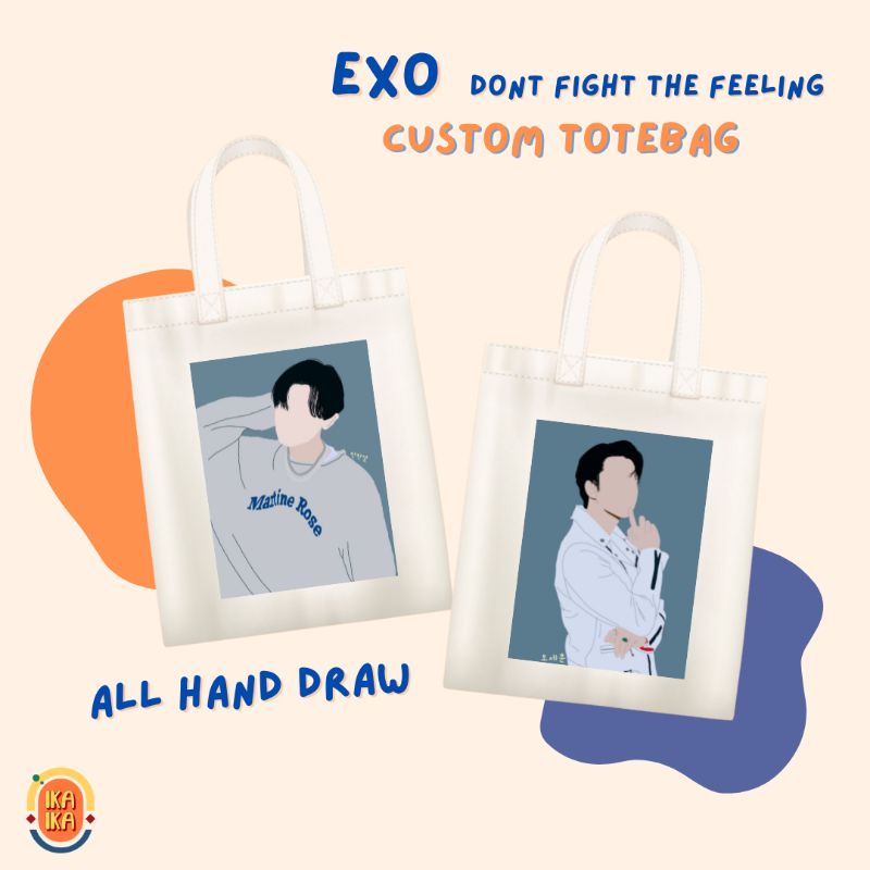 Totebag EXO Custom || Sehun, Chanyeol, Xiumin, Lay, Baekhyun, D.O, Kai ikaikashop.id