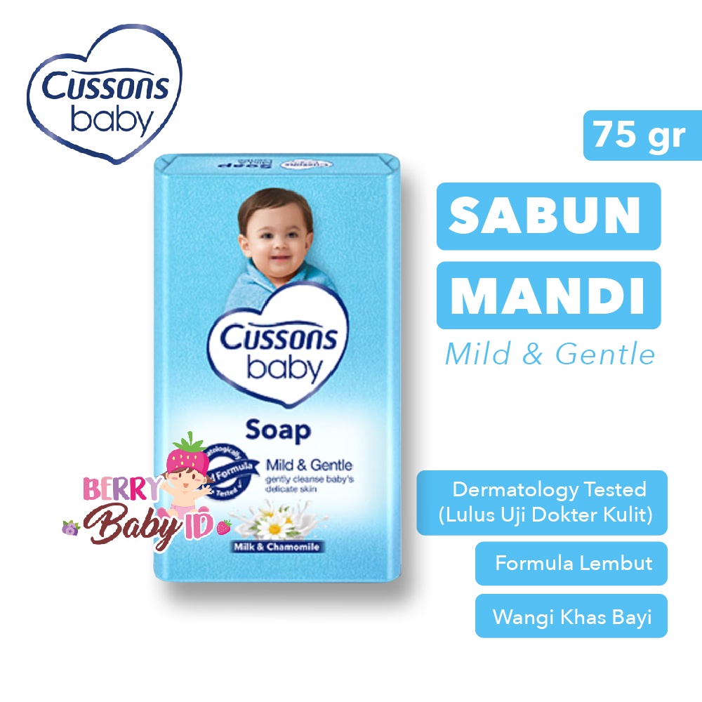 Cussons Baby Soap Pink Soft And Smooth Blue Mild and Gentle Sabun Batang Bayi 75 Gram Berry Mart