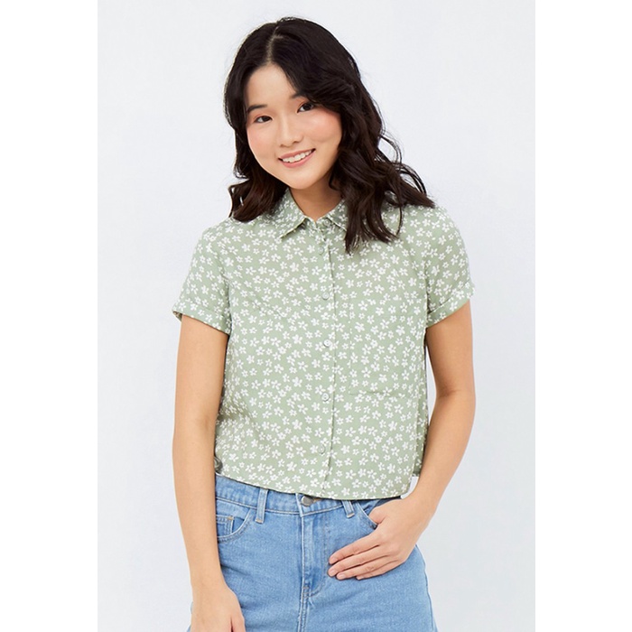 Kemeja Wanita Colorbox Printed Shirt With Back Knot I-Bsweco221L012 Soft Green - Soft Green S L7G8 K