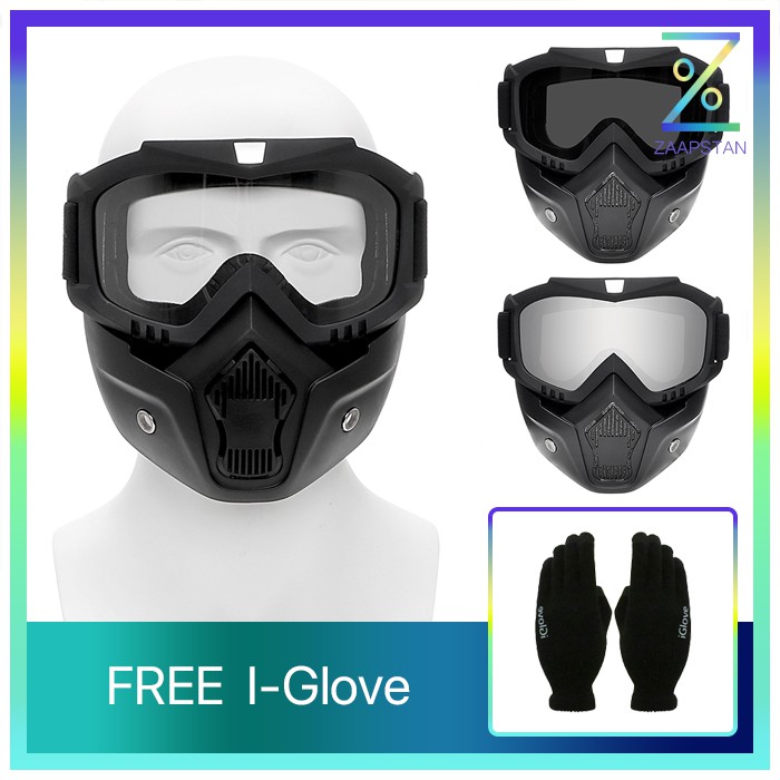 TaffSport Goggle Mask Helm bogo Motor Kacamata Cross Masker Topeng Anti Debu Free Sarung Tangan