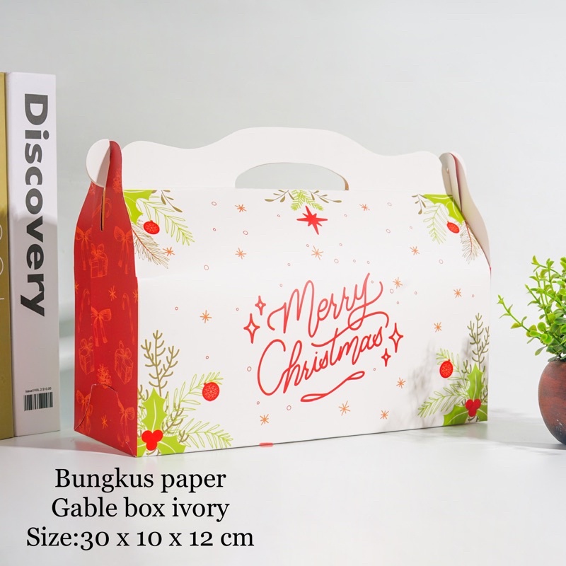 

Bungkus paper- Gable box natal : 30 x 10 x 12 cm / box gift natal / box