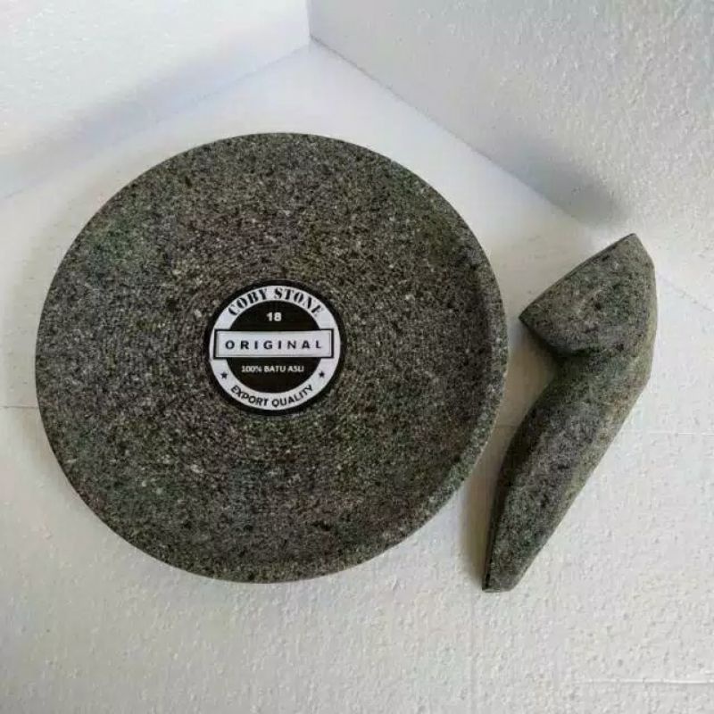 COBEK BATU ASLI 18CM / ULEKAN BATU / LAYAH BATU ASLI / COET BATU ALAM / GROSIR TERMURAH ORIGINAL