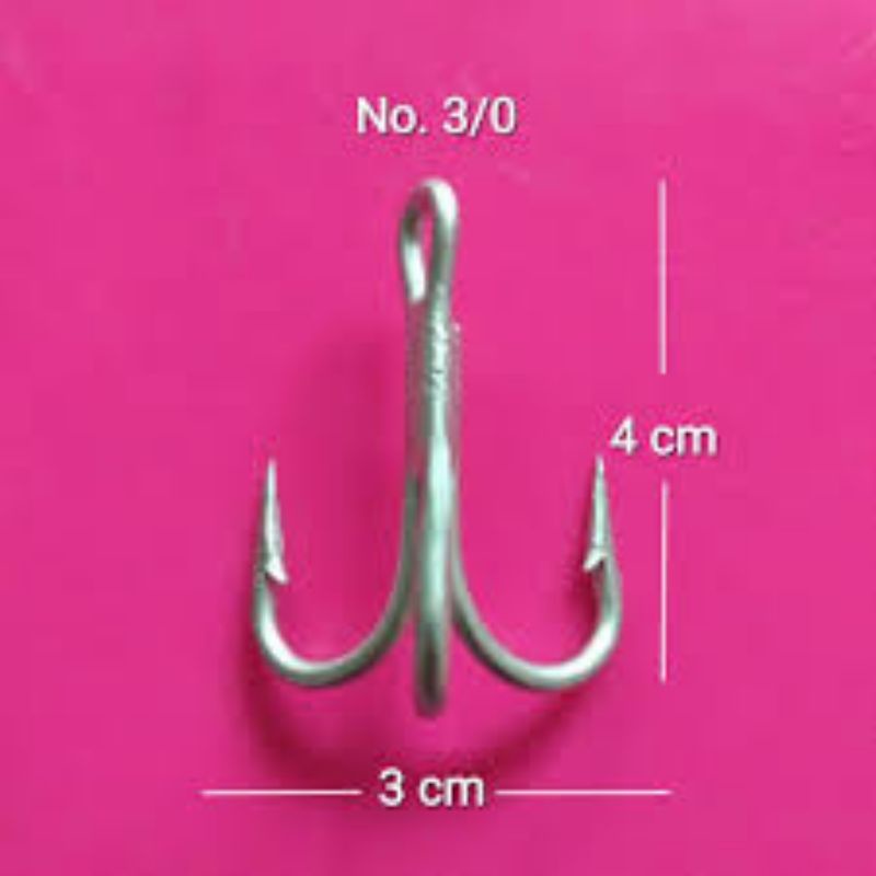 TREBLE HOOK MUSTAD &quot;9430-DS&quot; #3/0 (5X STRONG) (Color SILVER)