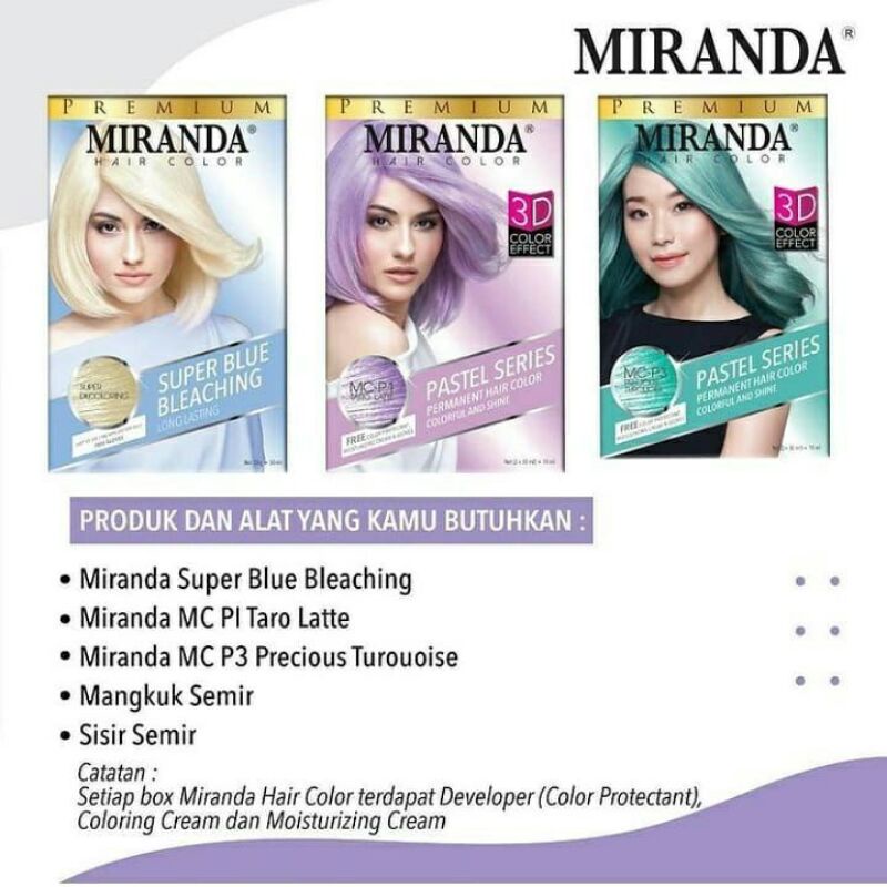 miranda pastel series pewarna rambut miranda seri pastel bpom