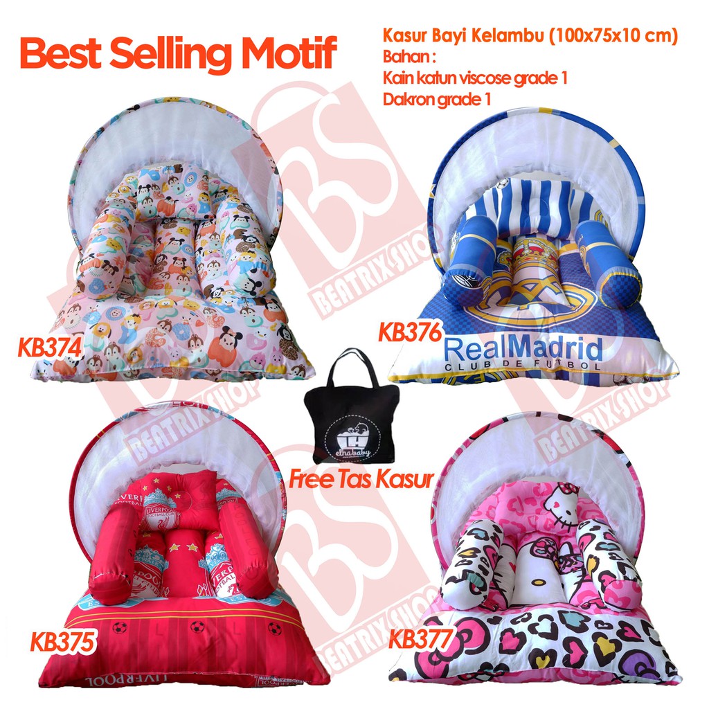 SET KASUR BAYI LIPAT KELAMBU BANTAL GULING travel time blue biru karakter lucu babybess