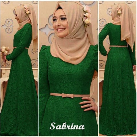 HOPYLOVY Gamis Brukat Terbaru Sabrina Maxi Brukat + GRATIS Belt Pita
