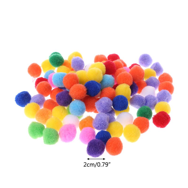 Mary 100Pcs Pompom Kerajinan Berbulu Bulat Lembut Warna Campur Pom Pom 20mm Kerajinan Tangan DIY