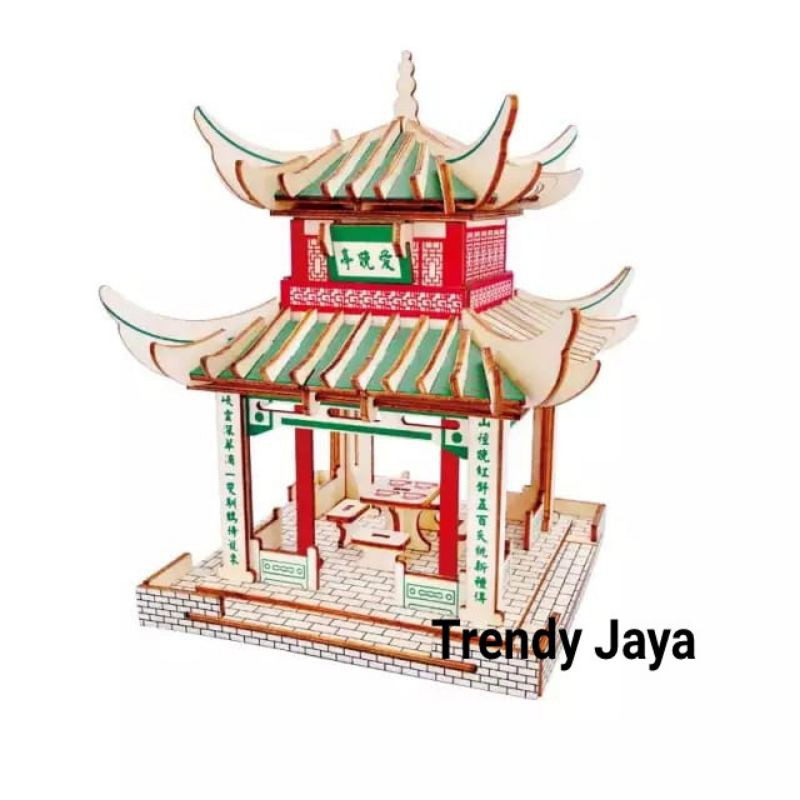 Puzzle 3D DIY Love Late Pavilion Mainan Education Anak (Bahan Kayu)