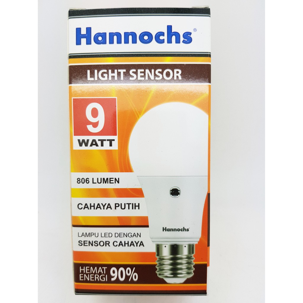 Lampu Led Sensor Lampu cahaya 9watt Hannochs Ledbulb Otomatis Nyala