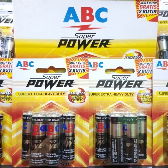 6pcs Baterai ABC Super Power AA R6 ABC Batere Super Power ABC Hitam A2