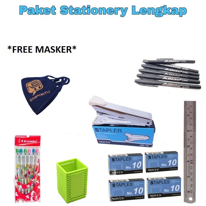 

Paket Stationery Lengkap - Pulpen Staples Ruler Free Masker promo