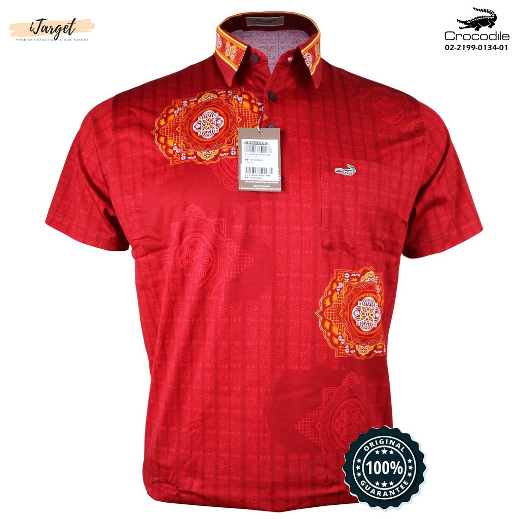 Kaos Kerah Kemeja Pria Bahan Katun Halus Crocodile Platinum 0134 - Merah