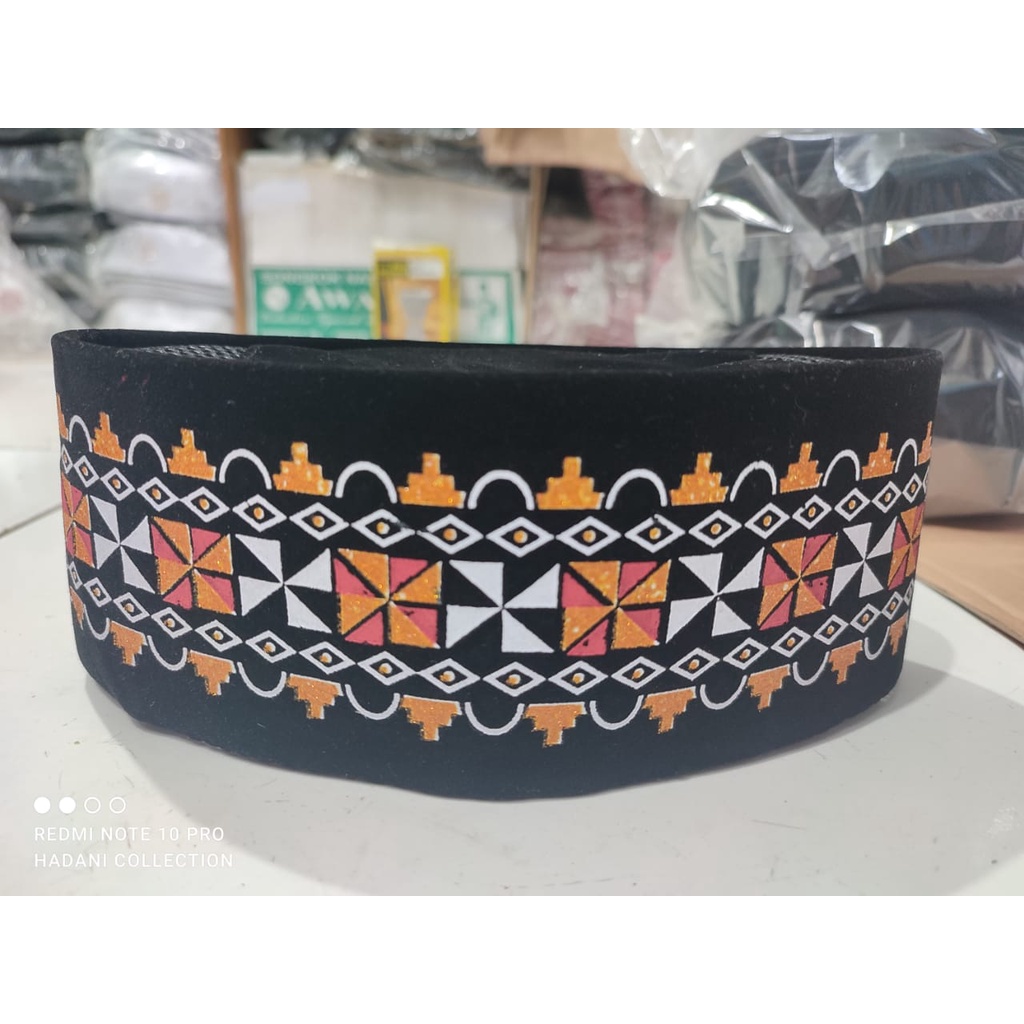Peci LUKIS BATIK clugam celugam Songkok Kopyah Hitam Tinggi 9cm Berkualitas Hemat