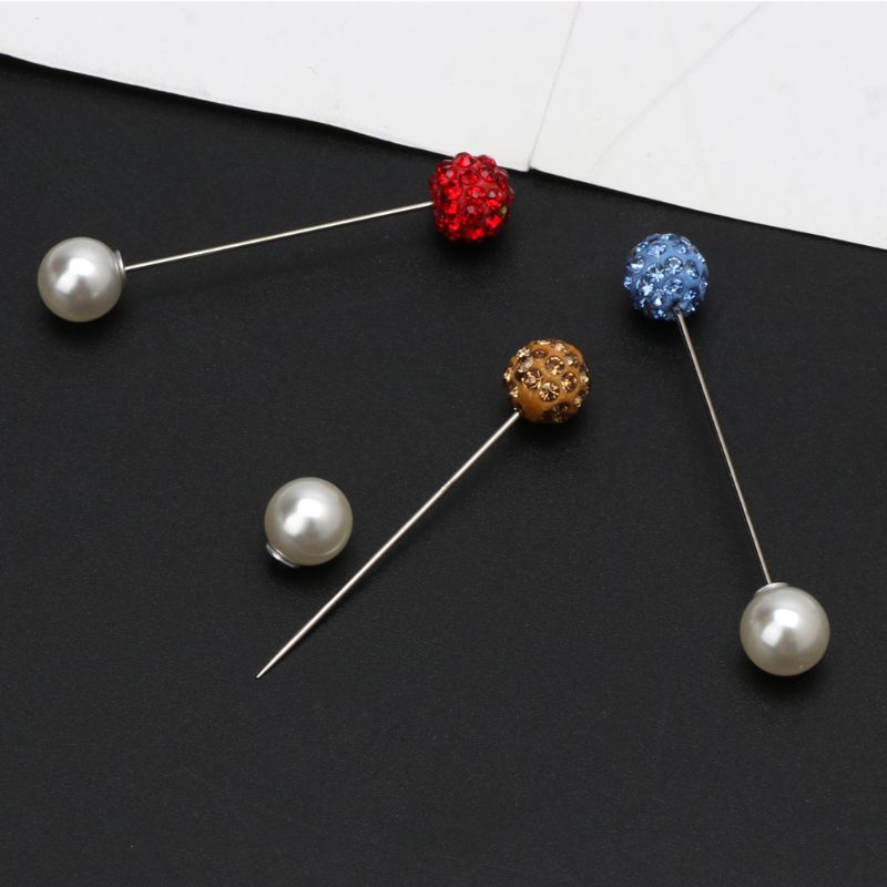 SIY  12Pcs Women Brooch Pins Colorful Crystal Hijab Scarf Pearls Safety Pins Sweater Shawl Clips Brooches Fashion Jewelry