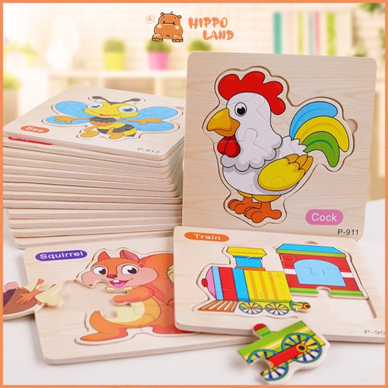 HIPPO LAND Mainan Puzzle Kayu Anak 3D Mainan Edukasi Puzzel Kayu Jigsaw Edukatif Lucu Murah Wooden Toys 12