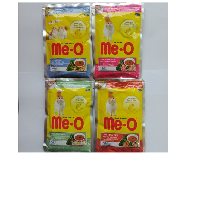 Meo Pouch OTAK OTAK Adult Kitten 80 Gram / Makanan Kucing Sachet Cair