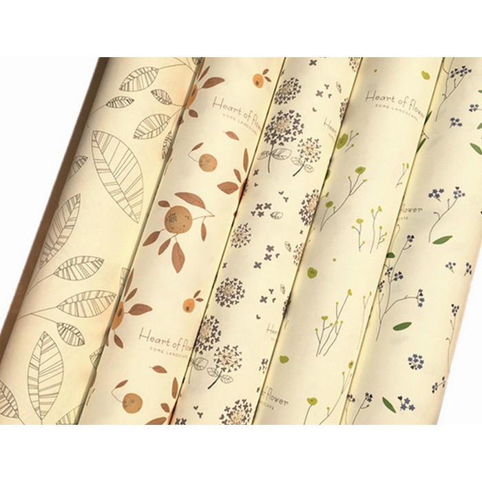 kertas kado motif daun vintage  fancy paper wrap wrapping 