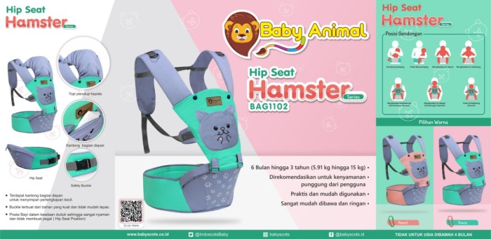 Gendongan Bayi Hipseat Baby Scots Baby Animal Hamster BAG 1102