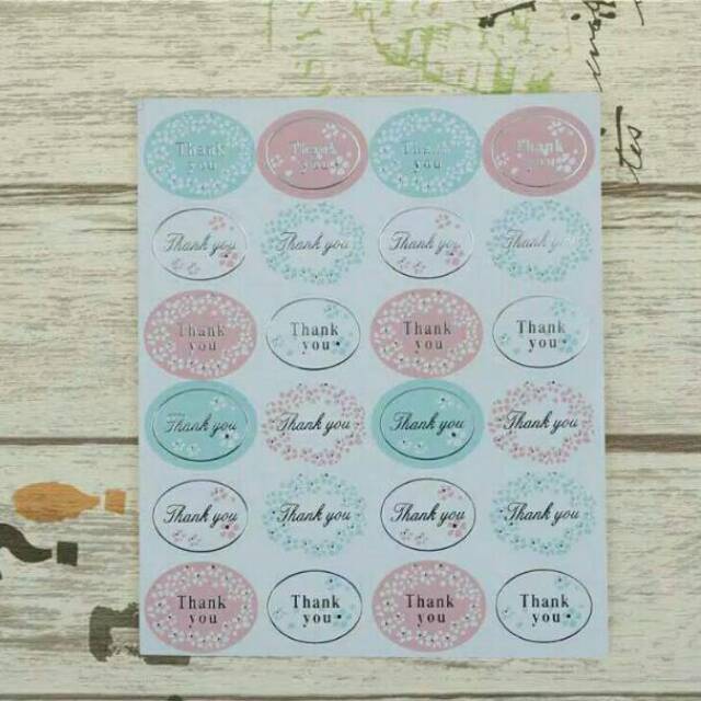 

STIKER LABEL SEGEL SEAL WARNA PASTEL BULAT TULISAN THANK YOU UNTUK KEMASAN CRAFTING BAKING